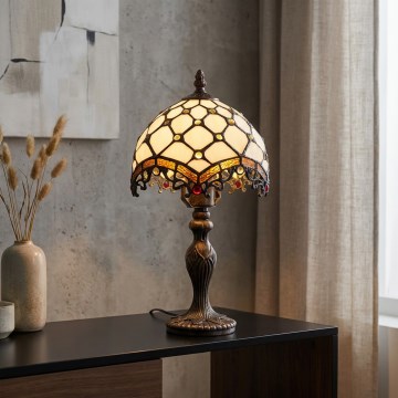 Brilagi - Tiffany witrażowa lampa stołowa IVORY 1xE27/60W/230V