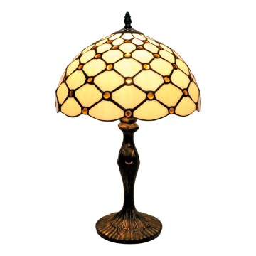 BRILAGI - Tiffany witrażowa lampa stołowa IVORY SMOOTH 1xE27/60W/230V