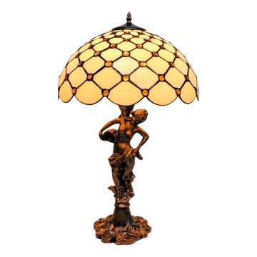 BRILAGI - Tiffany witrażowa lampa stołowa IVORY SMOOTH 1xE27/60W/230V