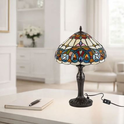 Brilagi - Tiffany witrażowa lampa stołowa LUISA 1xE27/40W/230V