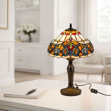 Brilagi - Tiffany witrażowa lampa stołowa LUISA 1xE27/40W/230V