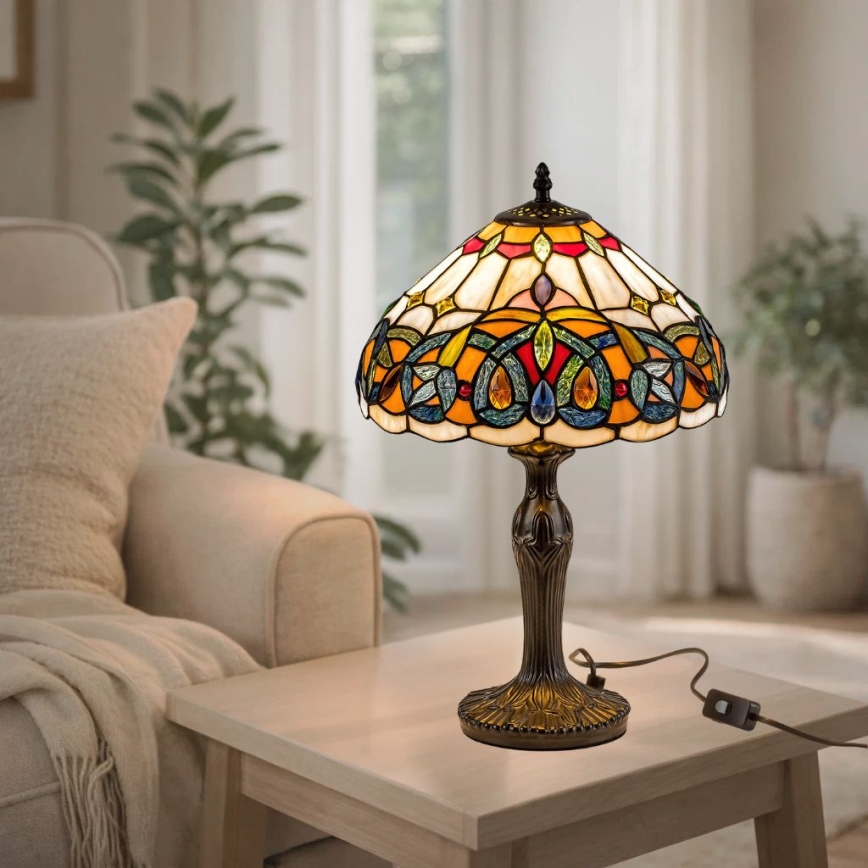Brilagi - Tiffany witrażowa lampa stołowa LUISA 1xE27/40W/230V