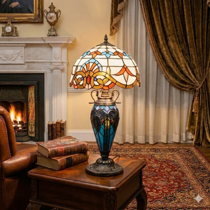 Brilagi - Tiffany witrażowa lampa stołowa MIRABELLA 1xE27/60W/230V + 1xE14/40W