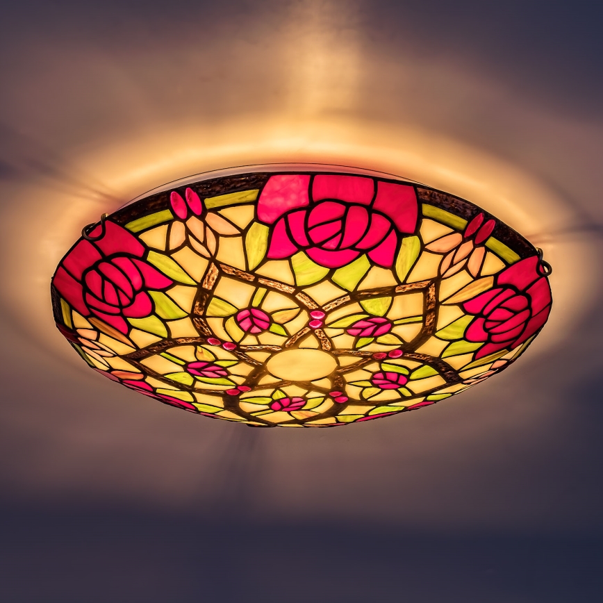 Brilagi - Tiffany witrażowa lampa sufitowa GARLAN 2xE27/60W/230V