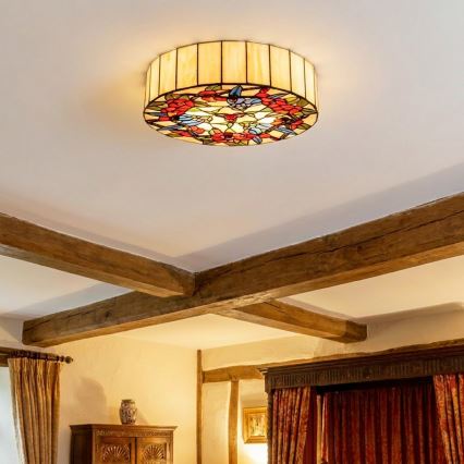 Brilagi - Tiffany witrażowa lampa sufitowa JUNGLE 3xE27/60W/230V, śr. 40 cm