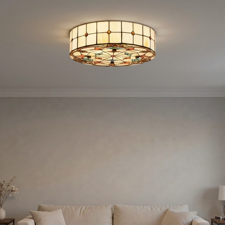 Brilagi - Tiffany witrażowa lampa sufitowa MIRABELLA 3xE27/60W/230V, śr. 40 cm