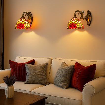 Brilagi - Tiffany witrażowy kinkiet GARLAN 1xE27/40W/230V