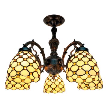 BRILAGI - Tiffany witrażowy natynkowy żyrandol IVORY SMOOTH 5xE27/60W/230V śr. 60 cm