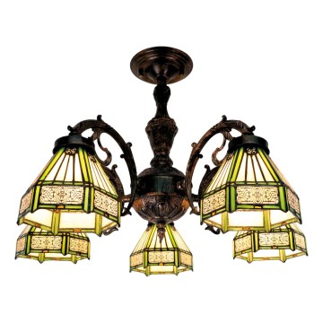 BRILAGI - Tiffany witrażowy plafon EMERALD 5xE27/60W/230V Ø 60 cm