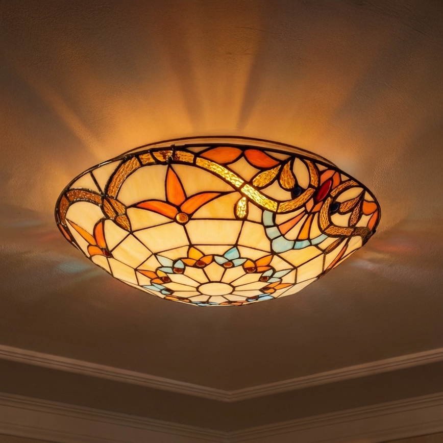 Brilagi - Tiffany witrażowy plafon MIRABELLA 2xE27/60W/230V średnica 40 cm