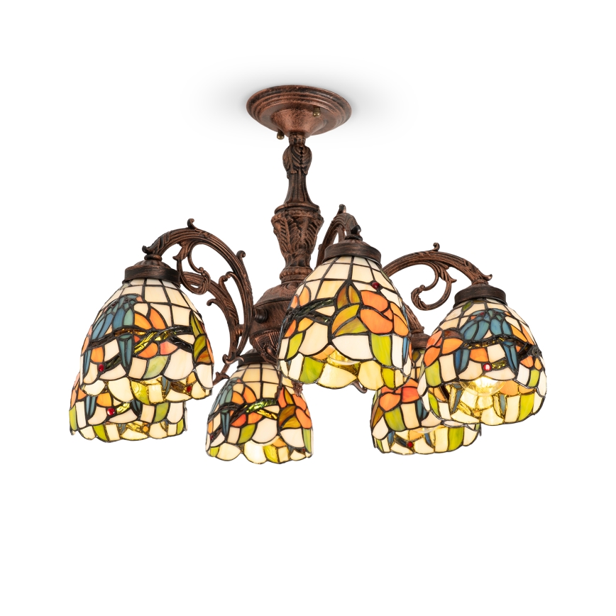 Brilagi - Tiffany witrażowy przysufitowy żyrandol JUNGLE 6xE27/60W/230V śr. 60 cm