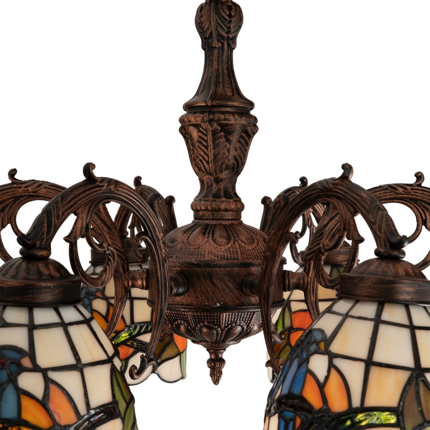 Brilagi - Tiffany witrażowy przysufitowy żyrandol JUNGLE 6xE27/60W/230V śr. 60 cm
