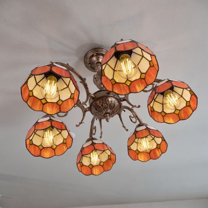 Brilagi - Tiffany witrażowy przysufitowy żyrandol SIENNA 6xE27/60W/230V śr. 60 cm