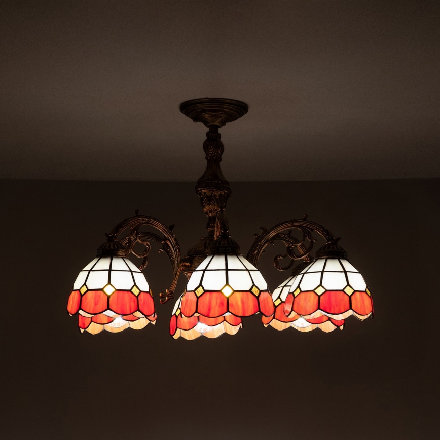 Brilagi - Tiffany witrażowy przysufitowy żyrandol SIENNA 6xE27/60W/230V śr. 60 cm