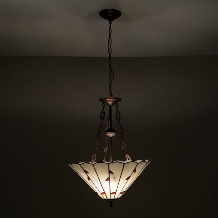 Brilagi - Tiffany witrażowy żyrandol na łańcuchu FOLIA 3xE27/60W/230V śr. 50 cm