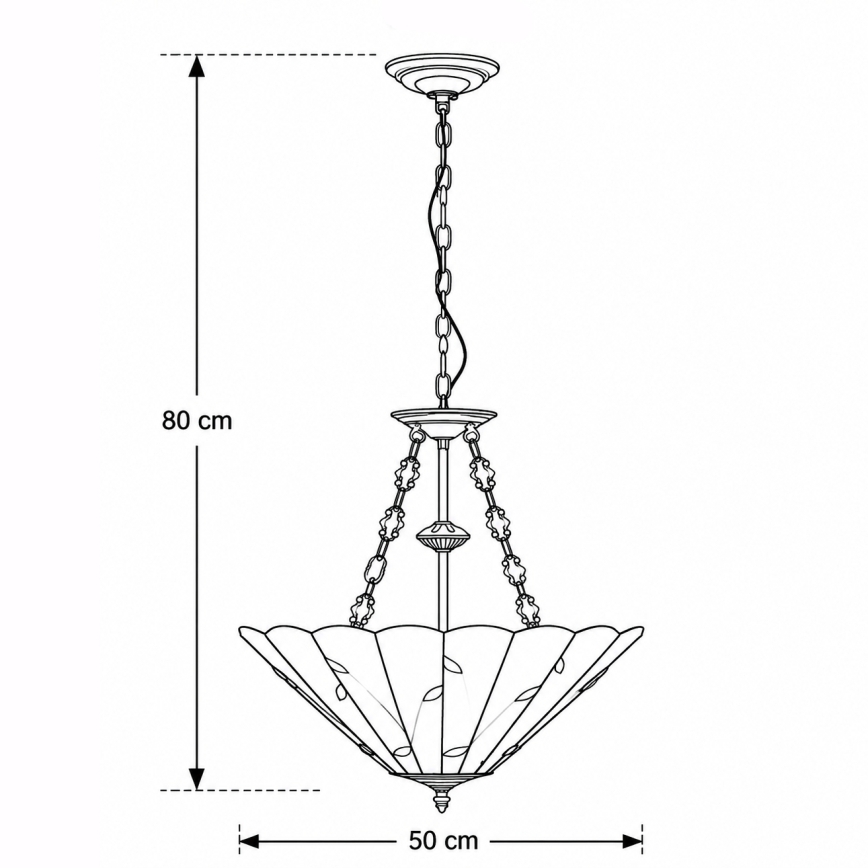 Brilagi - Tiffany witrażowy żyrandol na łańcuchu FOLIA 3xE27/60W/230V śr. 50 cm