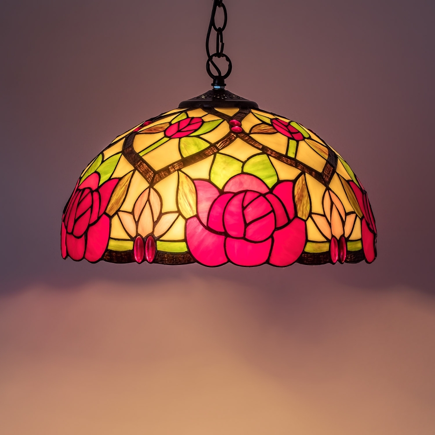 Brilagi - Tiffany witrażowy żyrandol na łańcuchu GARLAN 2xE27/60W/230V