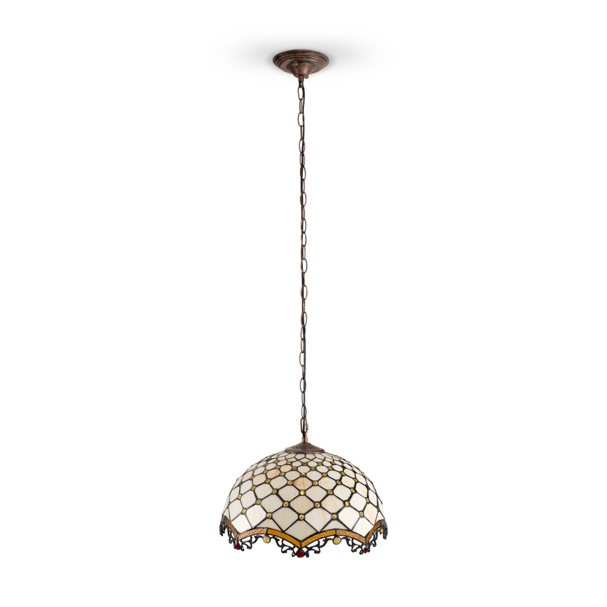 BRILAGI - Tiffany witrażowy żyrandol na łańcuchu IVORY 1xE27/60W/230V śr. 40 cm