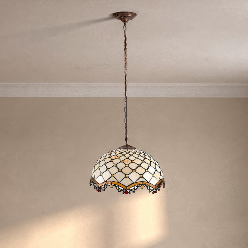 BRILAGI - Tiffany witrażowy żyrandol na łańcuchu IVORY 1xE27/60W/230V śr. 40 cm