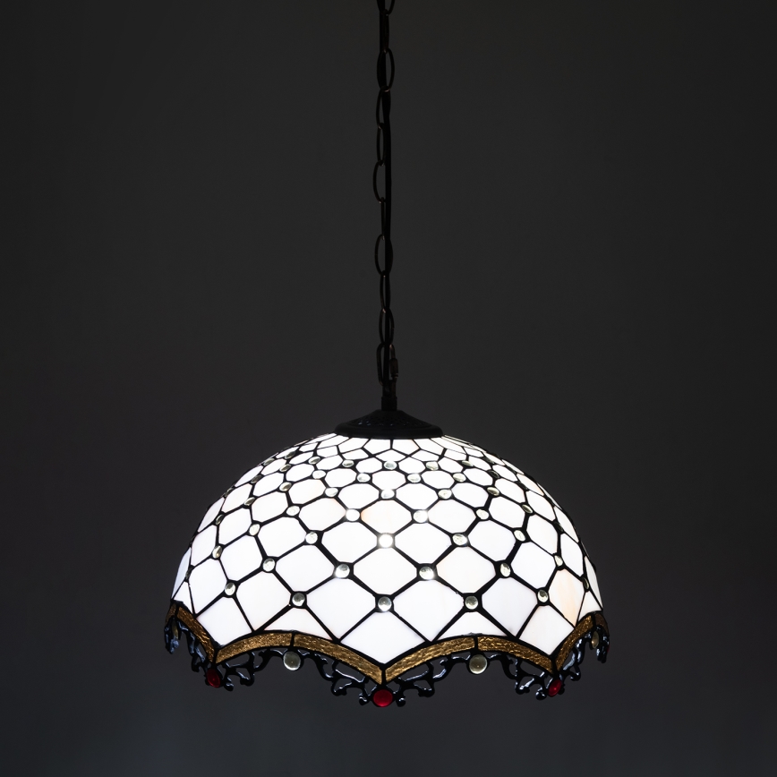 BRILAGI - Tiffany witrażowy żyrandol na łańcuchu IVORY 1xE27/60W/230V śr. 40 cm