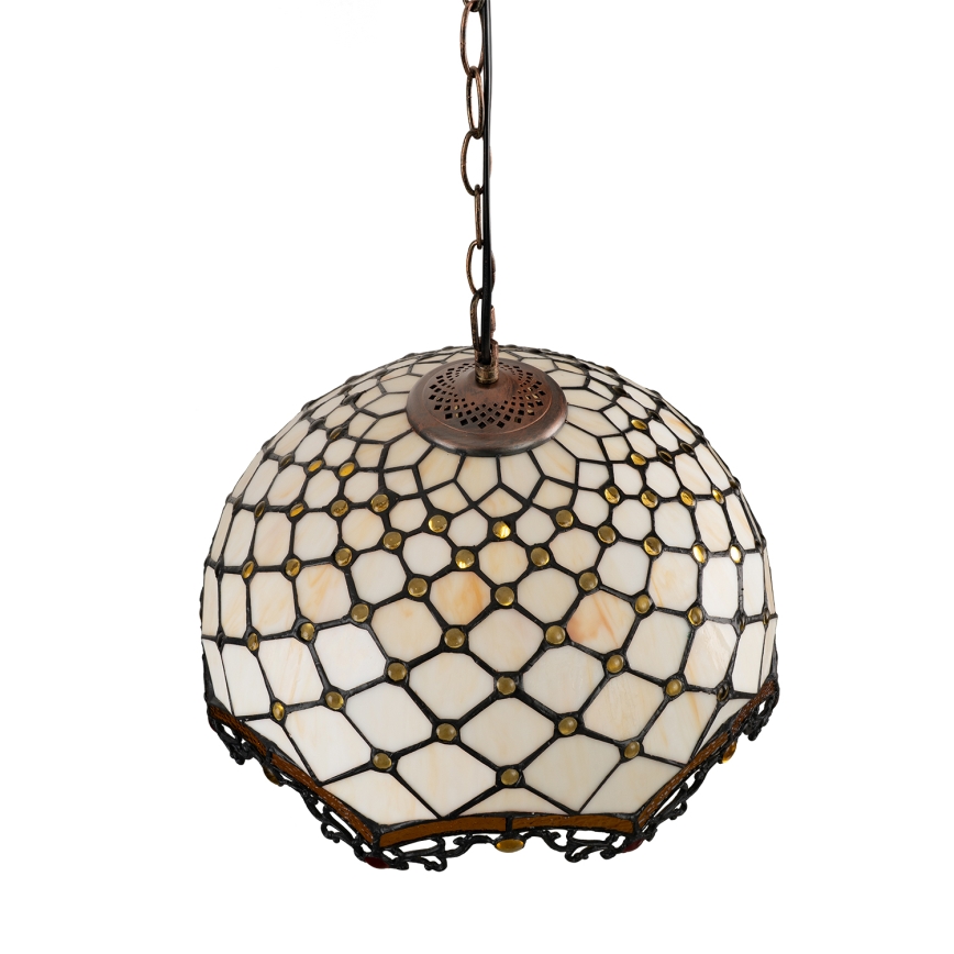 BRILAGI - Tiffany witrażowy żyrandol na łańcuchu IVORY 1xE27/60W/230V śr. 40 cm