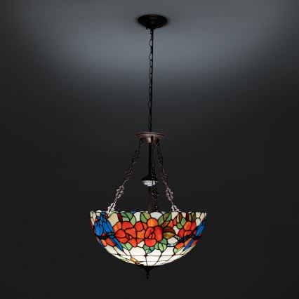 Brilagi - Tiffany witrażowy żyrandol na łańcuchu JUNGLE 3xE27/60W/230V, średnica 50 cm