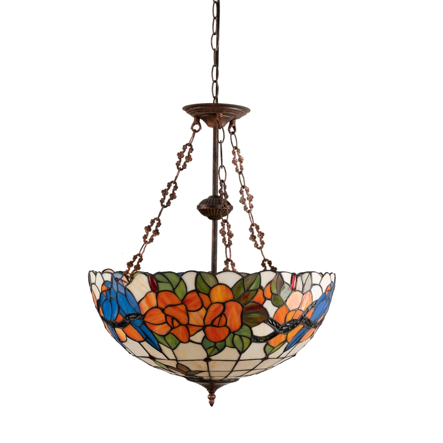 Brilagi - Tiffany witrażowy żyrandol na łańcuchu JUNGLE 3xE27/60W/230V, średnica 50 cm