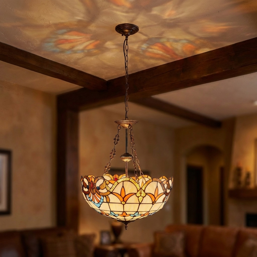 Brilagi - Tiffany witrażowy żyrandol na łańcuchu MIRABELLA 3xE27/60W/230V śr. 50 cm