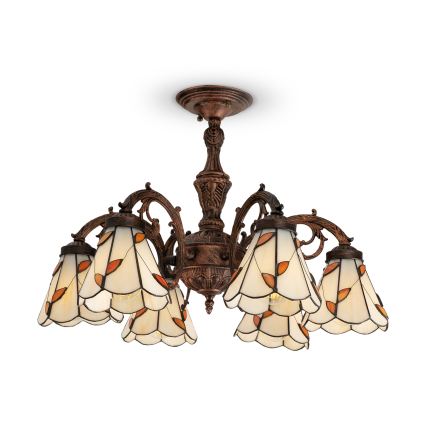 Brilagi - Tiffany witrażowy żyrandol przysufitowy FOLIA 6xE27/60W/230V śr. 60 cm