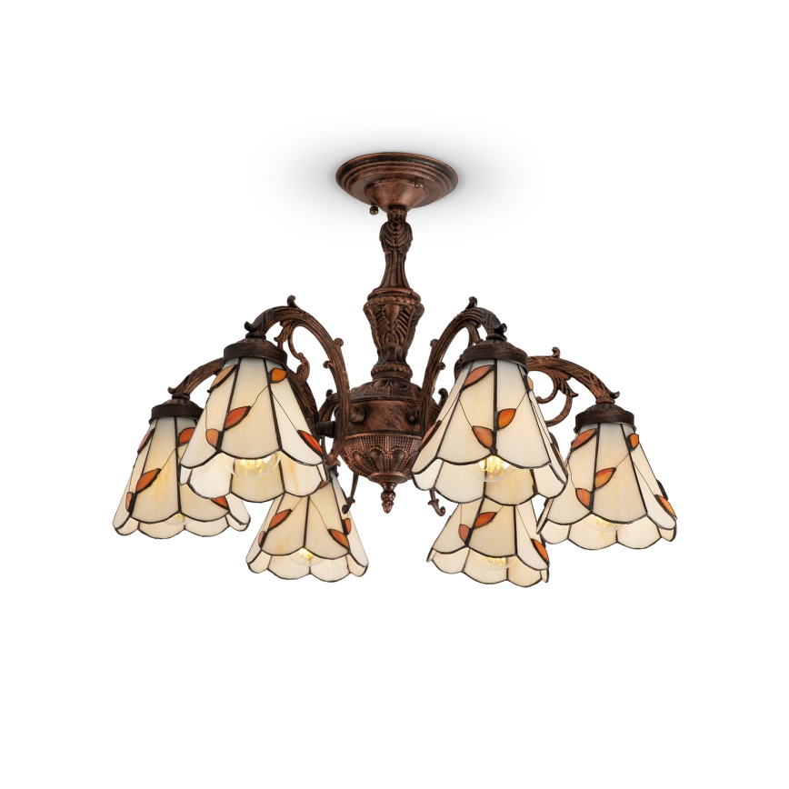 Brilagi - Tiffany witrażowy żyrandol przysufitowy FOLIA 6xE27/60W/230V śr. 60 cm