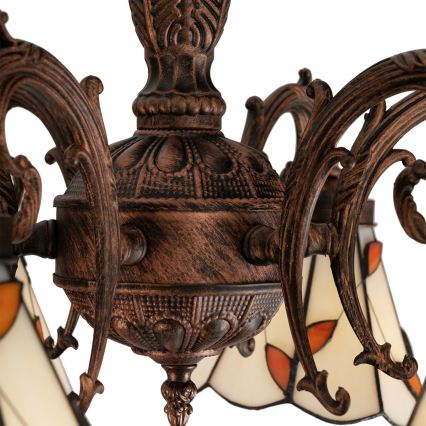 Brilagi - Tiffany witrażowy żyrandol przysufitowy FOLIA 6xE27/60W/230V śr. 60 cm