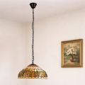 Brilagi - Tiffany witrażowy żyrandol wiszący na łańcuchu LUISA 2xE27/60W/230V