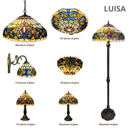 Brilagi - Tiffany witrażowy żyrandol wiszący na łańcuchu LUISA 2xE27/60W/230V