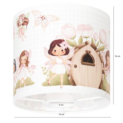 BRILAGI - Uniwersalny abażur BOBO E27 śr. 15 cm biały/różowy/wróżki
