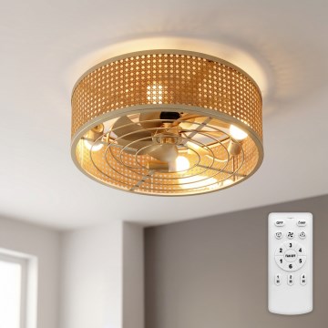 Brilagi - Wentylator sufitowy 4xE27/40W/230V o średnicy 50 cm, bambus, z pilotem