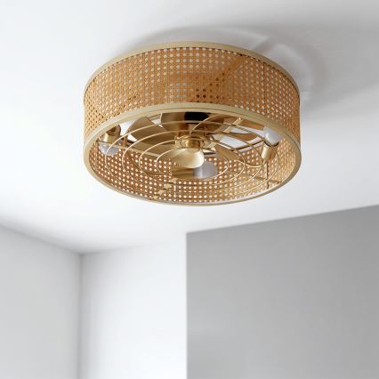 Brilagi - Wentylator sufitowy 4xE27/40W/230V, śr. 50 cm, bambus + pilot zdalnego sterowania