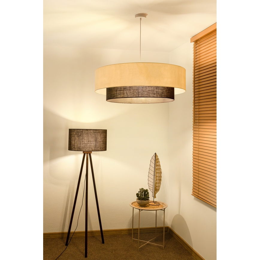 Brilagi - Wiszący żyrandol LED na lince BOHO STYLE 3xE27/15W/230V Ø 80 cm kremowy/brązowy