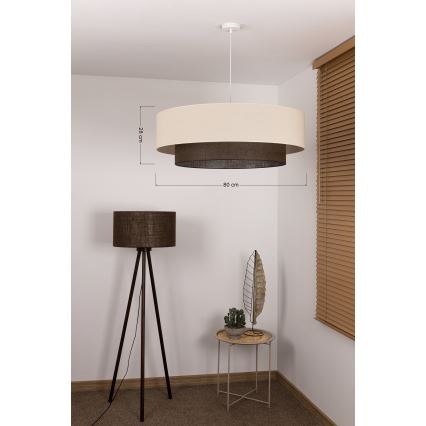 Brilagi - Wiszący żyrandol LED na lince BOHO STYLE 3xE27/15W/230V Ø 80 cm kremowy/brązowy