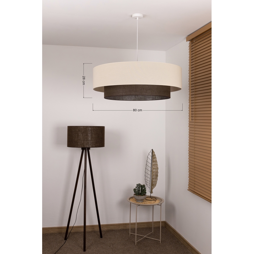 Brilagi - Wiszący żyrandol LED na lince BOHO STYLE 3xE27/15W/230V Ø 80 cm kremowy/brązowy