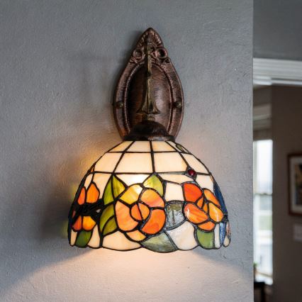 Brilagi - witrażowa lampa ścienna Tiffany JUNGLE 1xE14/40W/230V