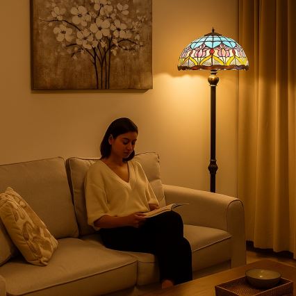 Brilagi - witrażowa lampa stojąca Tiffany LORAS 2xE27/60W/230V