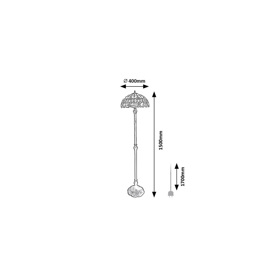 Brilagi - witrażowa lampa stojąca Tiffany LORAS 2xE27/60W/230V