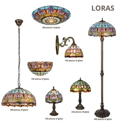 Brilagi - witrażowa lampa stojąca Tiffany LORAS 2xE27/60W/230V