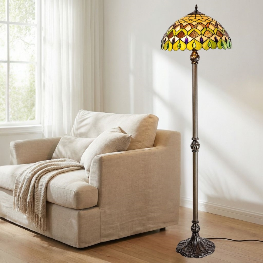 Brilagi - witrażowa lampa stojąca Tiffany MARGARET 2xE27/60W/230V
