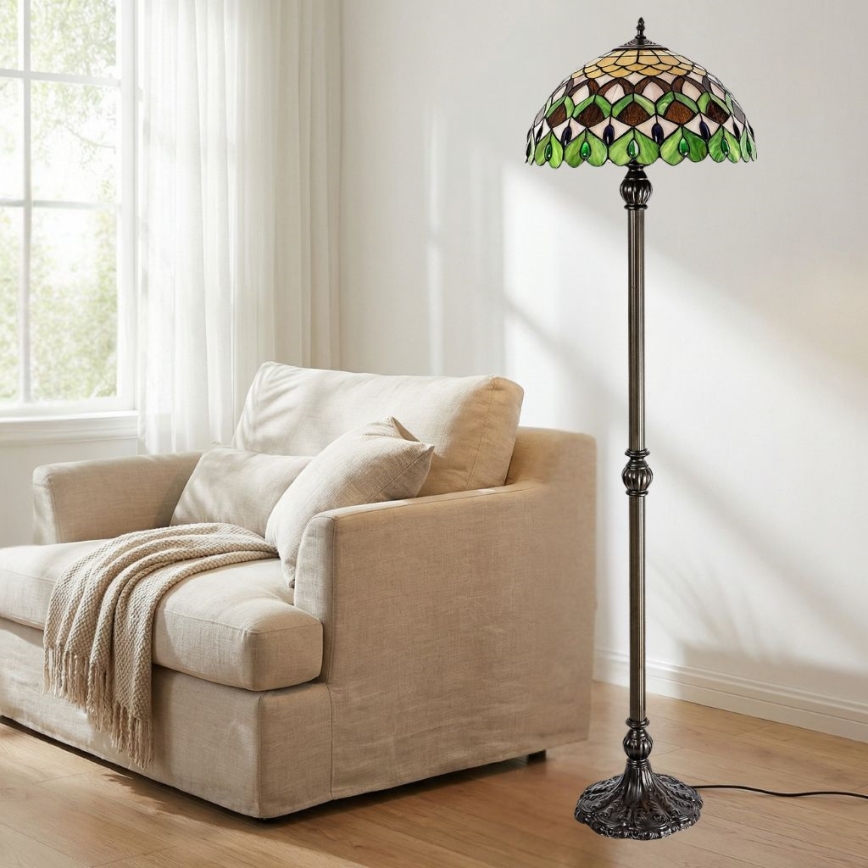Brilagi - witrażowa lampa stojąca Tiffany MARGARET 2xE27/60W/230V