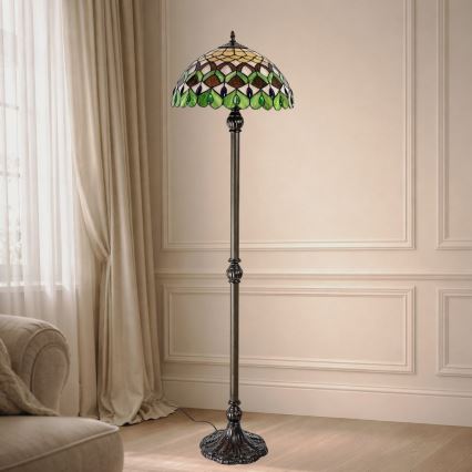 Brilagi - witrażowa lampa stojąca Tiffany MARGARET 2xE27/60W/230V