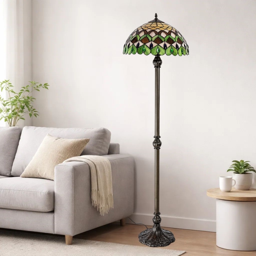 Brilagi - witrażowa lampa stojąca Tiffany MARGARET 2xE27/60W/230V