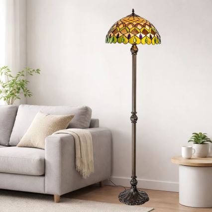 Brilagi - witrażowa lampa stojąca Tiffany MARGARET 2xE27/60W/230V