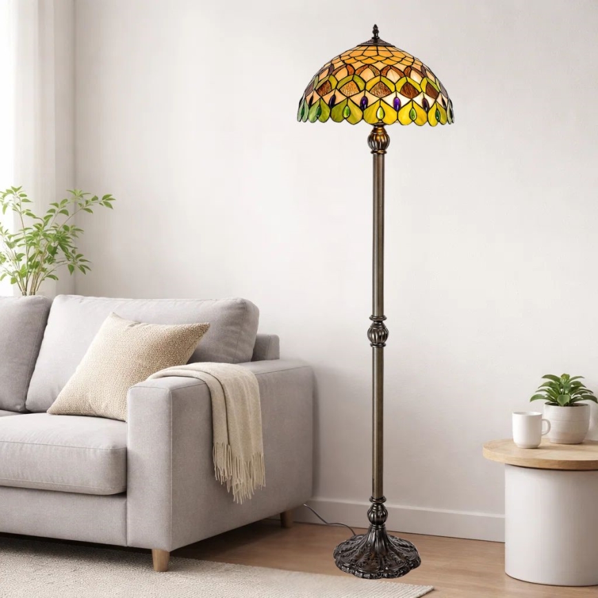 Brilagi - witrażowa lampa stojąca Tiffany MARGARET 2xE27/60W/230V