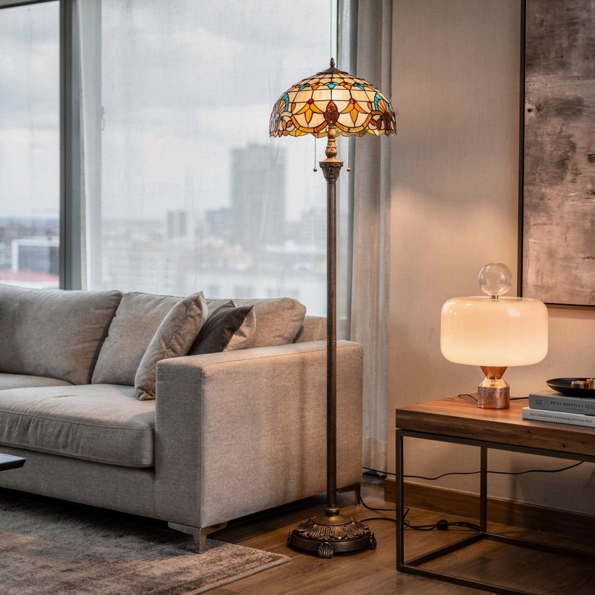 Brilagi - Witrażowa lampa stojąca Tiffany MIRABELLA 2xE27/60W/230V